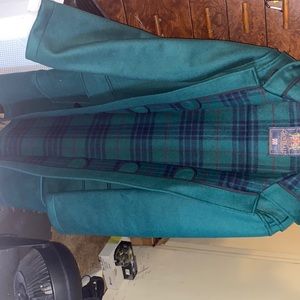 Vintage, Gloverall, pea coat with hood, green, size: men’s 38